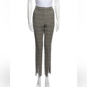 A.L.C. Plaid Straight-Leg Pants with Slit